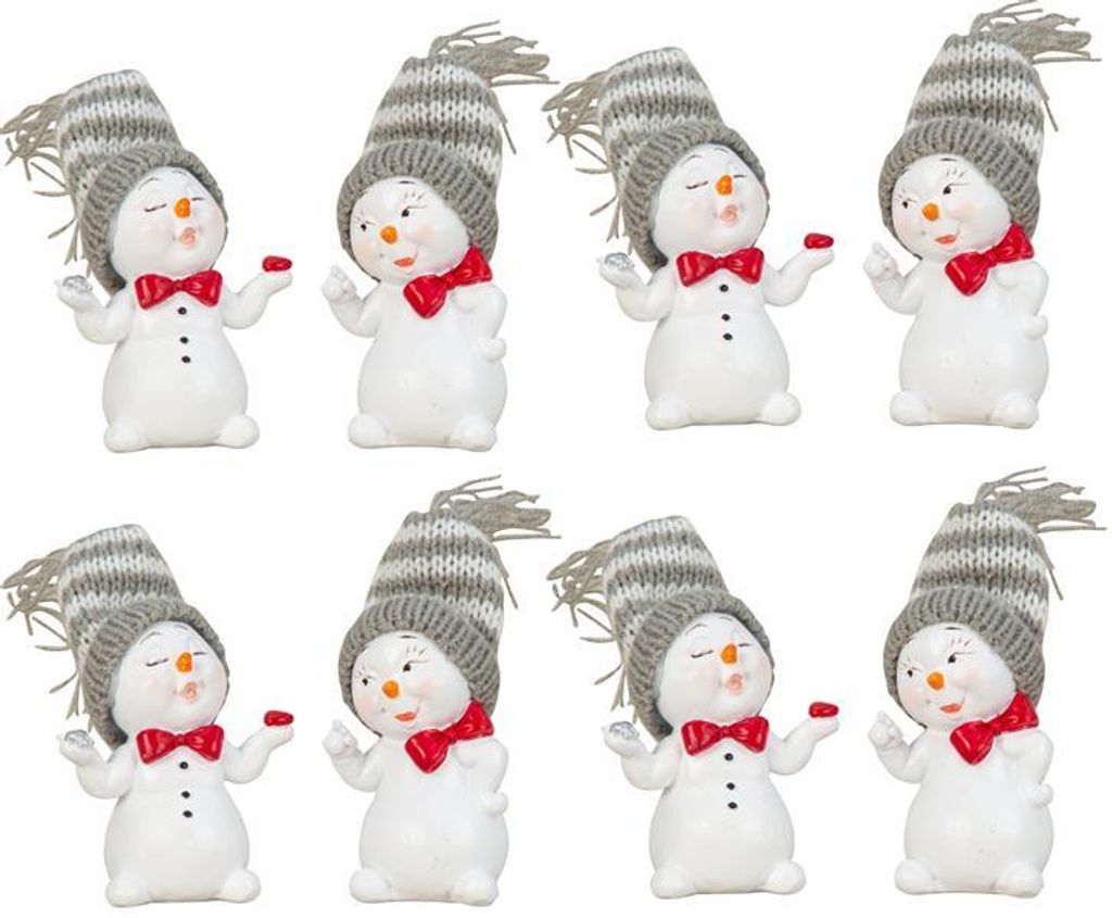 8 Stück Schneemänner klein Figur 7cm Weihnachten Dekoration Produktbild 