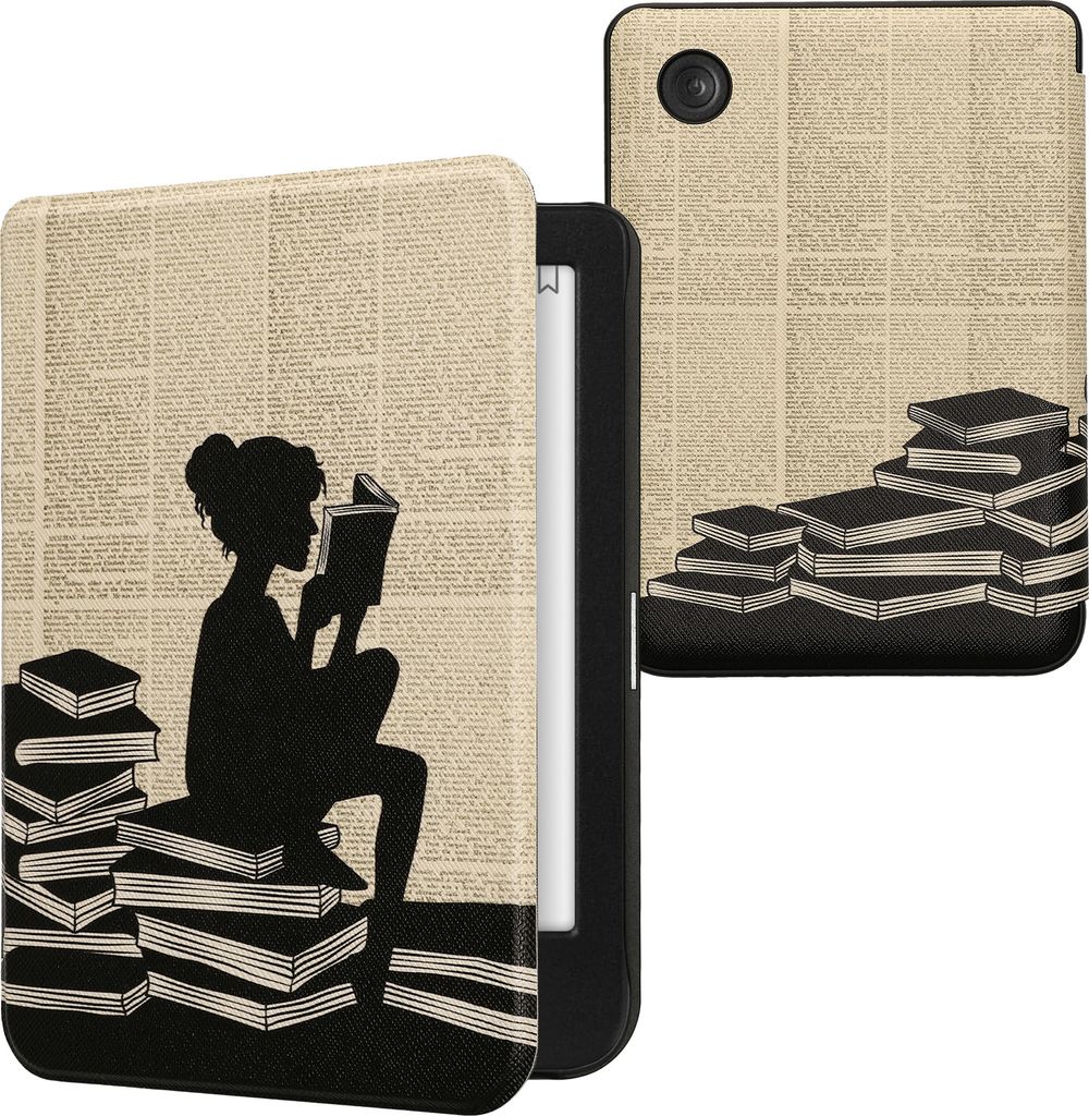 kwmobile Schutzhülle für Kobo Clara BW / Clara Colour / Tolino Shine (5) / Shine Color Hülle - eReader Flip Case mit Auto Sleep Funktion - Lesende