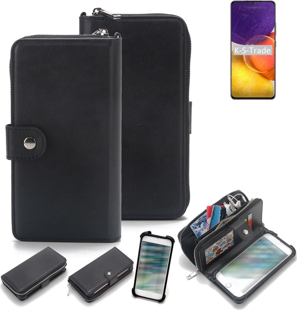 K-S-Trade 2in1 Handyhülle Schutzhülle kompatibel mit Samsung Galaxy F52 5G & Portemonnee Cover Handy Hülle Case Etui Geldbörse Wallet Bookstyle