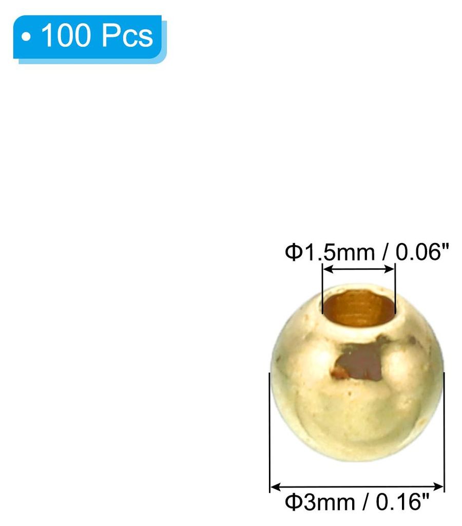 Messing-Kugeln, 100 Stš¹ck 4mm Au?endurchmesser 1,5mm Innendurchmesser glatte runde Abstandshalterperlen fš¹r Bastelarbeiten, nahtlose Metallku...