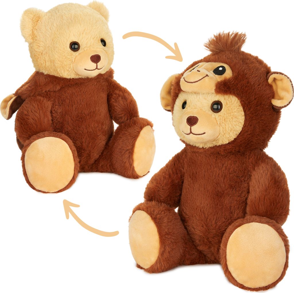 BRUBIES Teddy Affe - 25 cm Teddybär im Affenkostüm mit Kapuze - Kuscheltier Geschenk für Kinder - Plüschtier für kuschelige Abenteuer