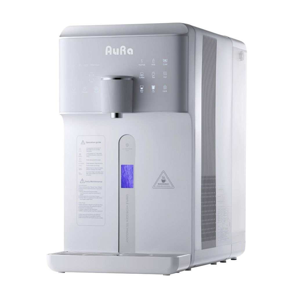 AURA W23 Auftisch Osmoseanlage mit Tank – Umkehrosmose, Heißwasser & Wasserstoff – Weiß