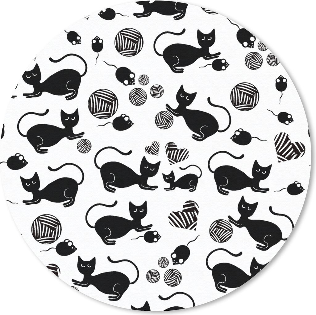 MuchoWow Mauspad Mousepad Mädchen - Katze - Maus - Muster - Mädchen - Kinder - Kinder - Mädchen 50x50 cm - Mousepads - Maus Mat - Pad - Mausun...