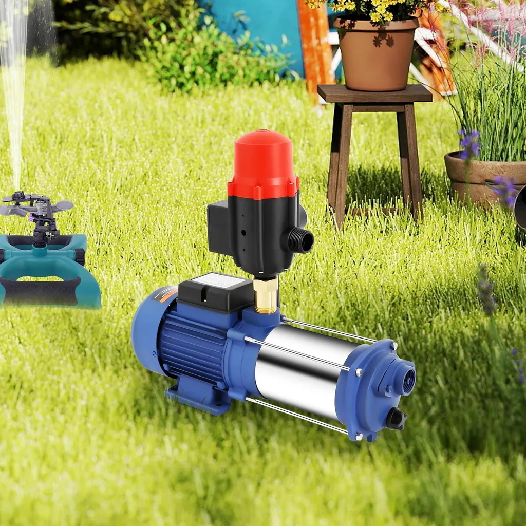 Pompe à eau de surface 3,5 CV bleue avec régulateur de pression jardin