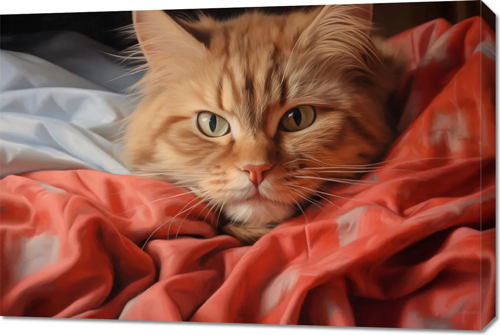 Tableau Image 90 x 60 cm Schnurrender Frieden - Art Déco Chat Zen