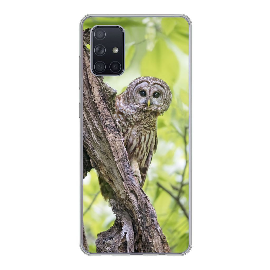 MuchoWow Handyhülle Schutzhülle Hülle für Samsung Galaxy A51 Eule - Wald - Licht Silikon Softcase Handy Hülle - Schutzabdeckung