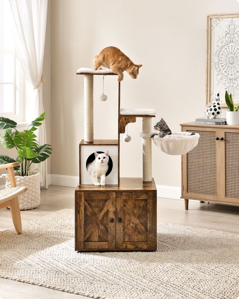 FEANDREA Kratzbaum, 2-in-1 mit Katzenklo, abnehmbaren, Produktbild 8