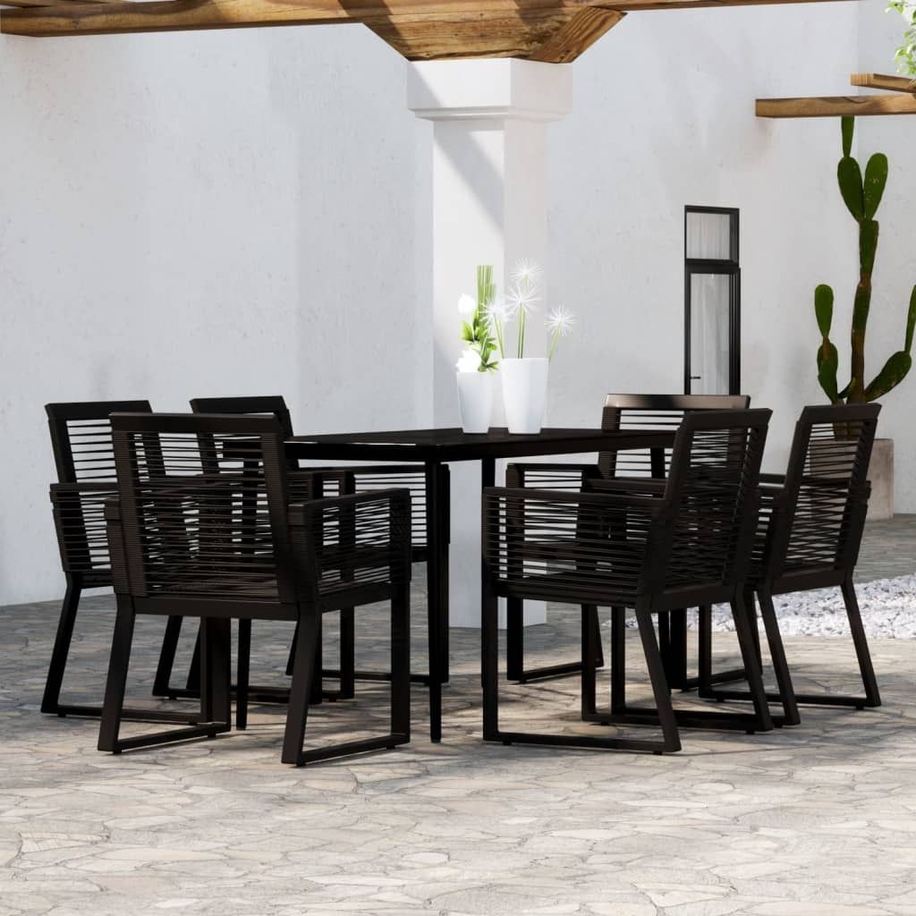 "Rabatt" 7-tlg. Garten-Essgruppe - mit tishe & Stuhl - Schwarz - Lounge-Dining set CC3531