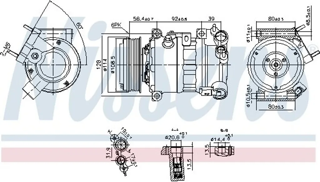 Compresseur climatisation NISSENS 890599 pour entretien circuit de froid