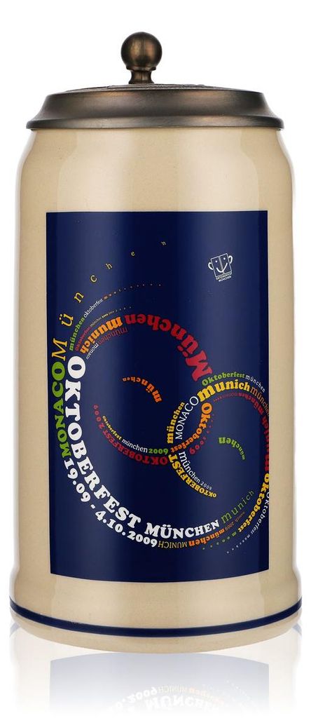 Steingut Bierseidel Glas 1,0l Tonkrug   München 2009 mit Produktbild 