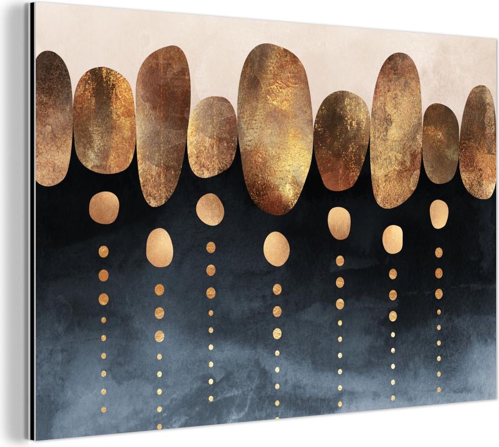 MuchoWow Wanddekoration Metall Metallbild Wandkunst 120x80 cm Gold - Abstrakt - Luxus MuchoWow Aluminium Gemälde - Alu Bild