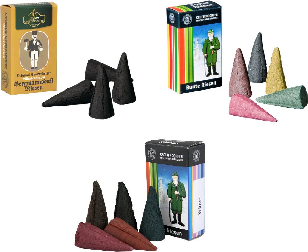 Crottendorfer Räucherkerzen XL-Riesen 3er Set Winter - dreiteiliges Räucherkerzen Set mit gemischten Düften für jede Jahreszeit - Insgesamt 14 ...