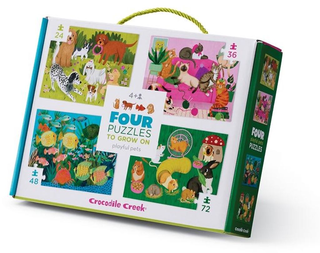 Crocodile Creek Puzzle-Set Haustiere - bunte Kinderpuzzles zum Lernen