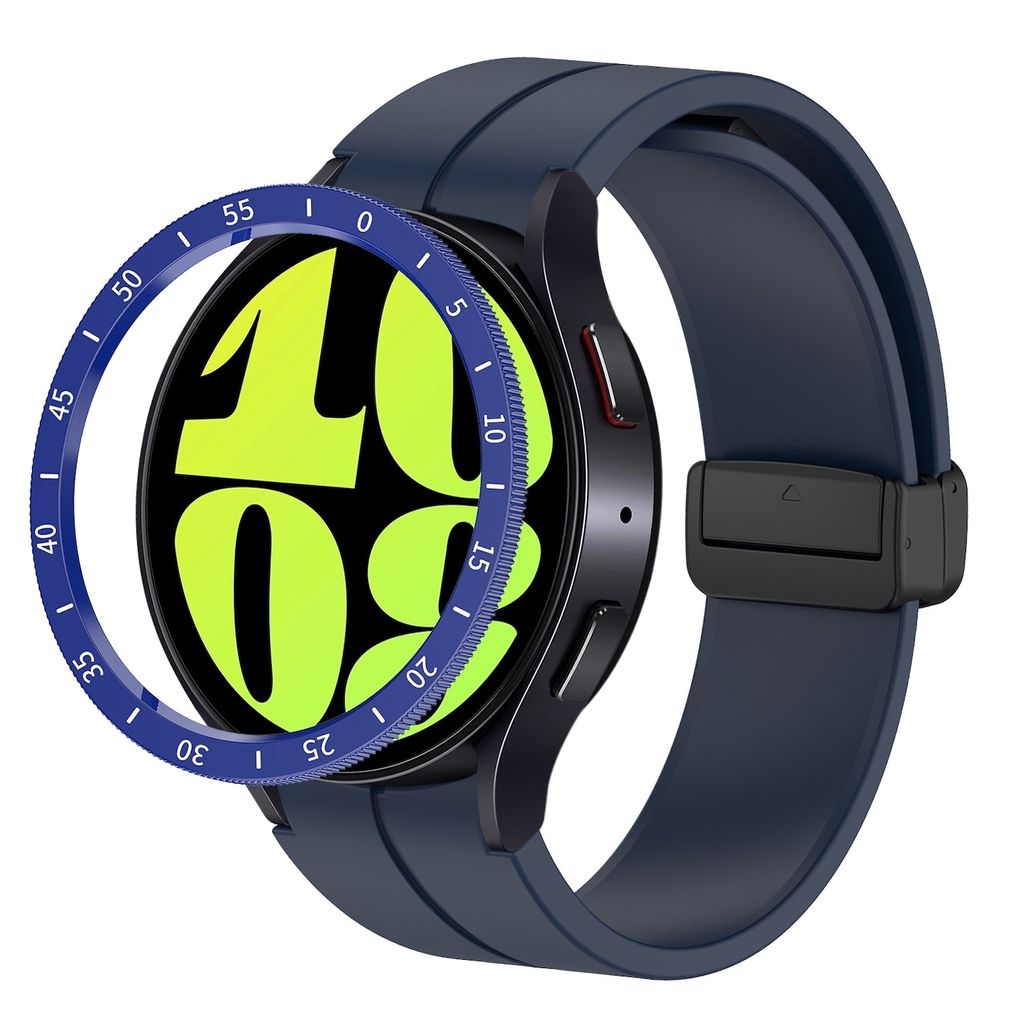 Für Samsung Galaxy Watch 6 Classic 43mm Smartwatch Schutzrahmen Zeitstrahl Blau