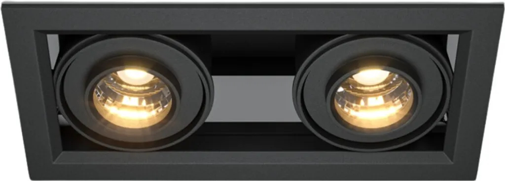 Spot LED encastrable double 20W noir orientable pour plafond moderne