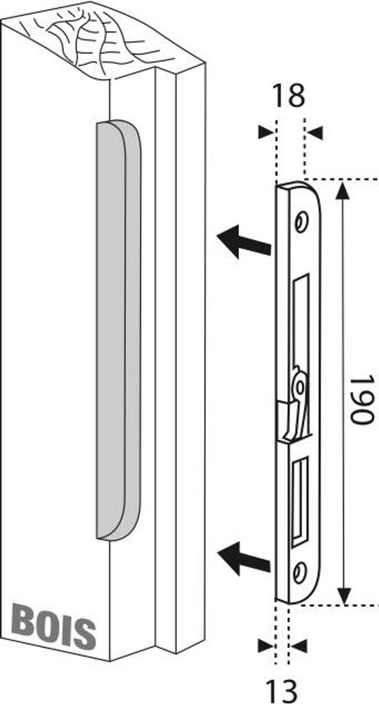 Gâche centrale encastrable pour porte d'entrée, gauche, Image du produit 