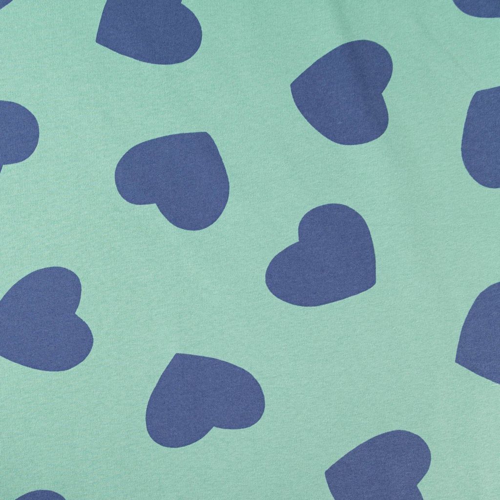 French Terry Stoff Sommersweat Jogging Hearts mint blau1,45m Breite