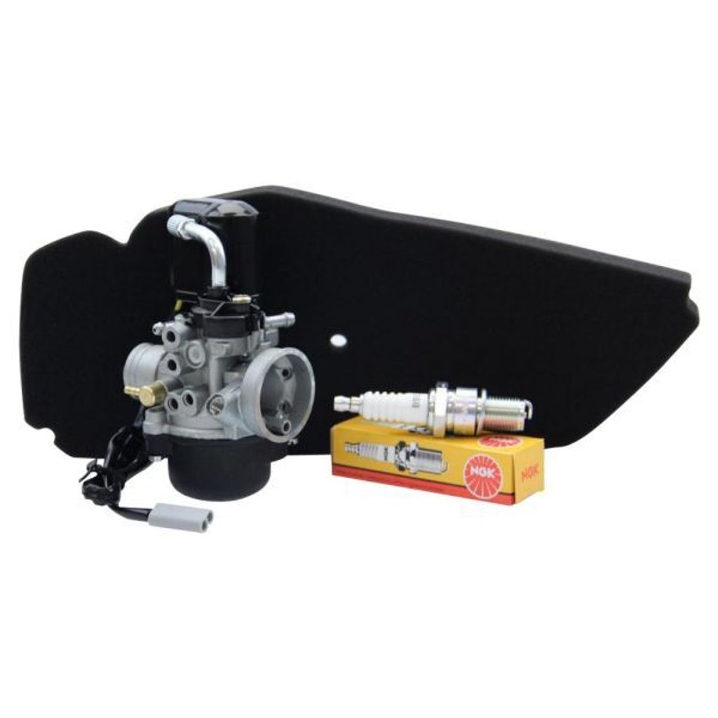 Vergaser-Set: 17,5 Vergaser mit E-Choke + Luftfilter RMS + NGK Zündkerze B9ES Piaggio Sfera NSL