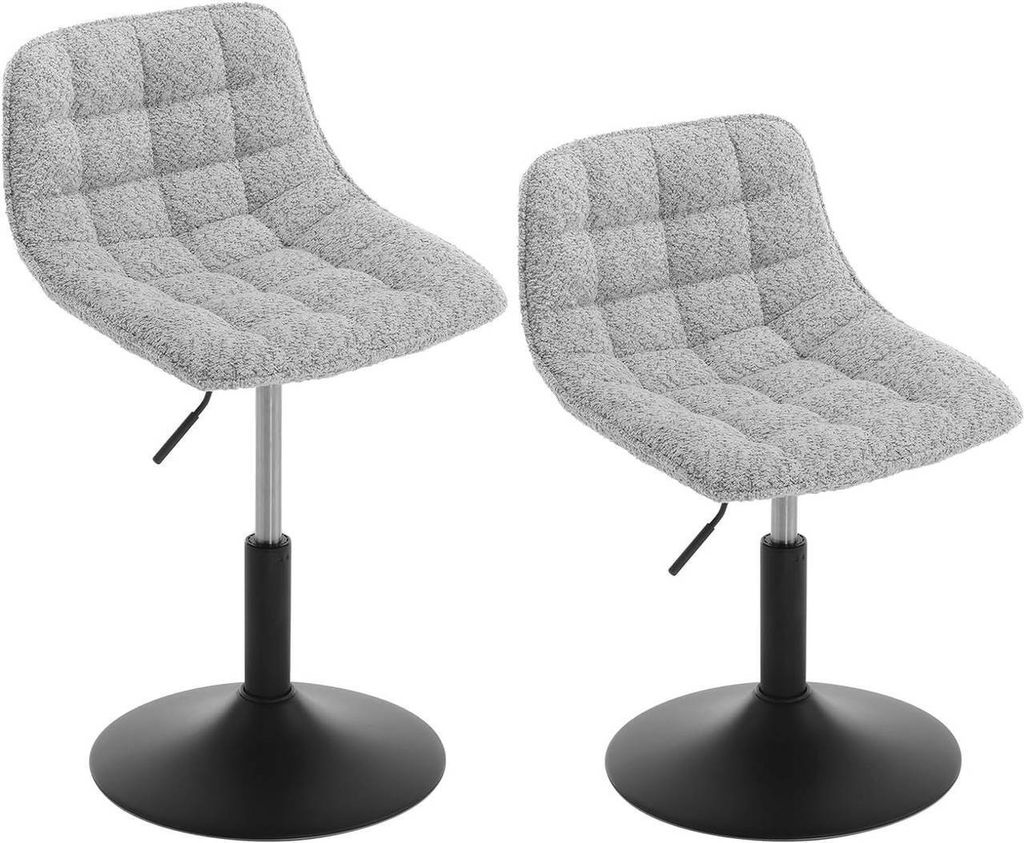 WOLTU Schminkhocker Barhocker mit Rückenlehne, aus bequemer Chenille, Metall : Grau 2 Farbe: Grau Stückzahl: 2
