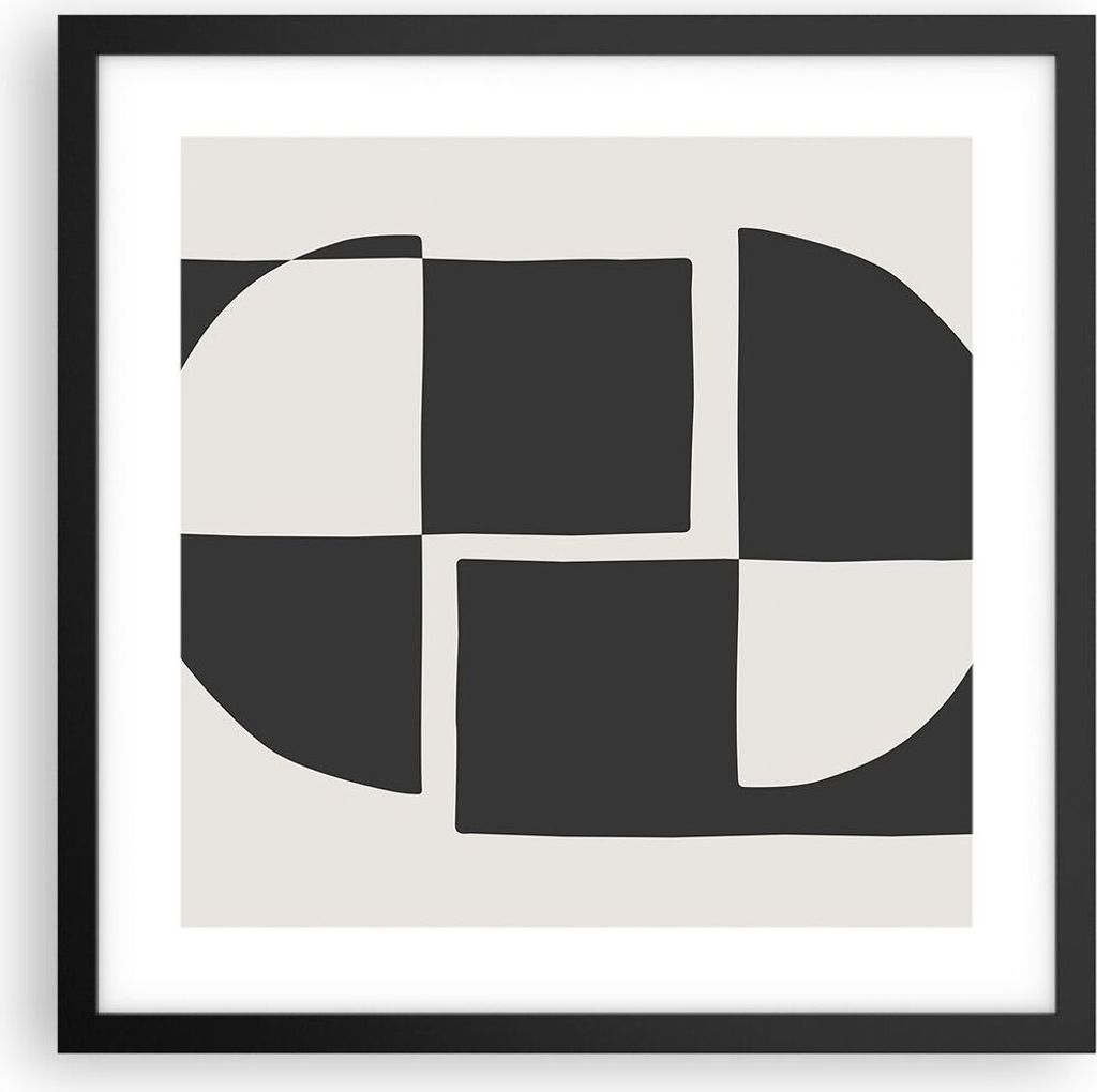 Gerahmtes Poster - Schwarzer Rahmen - Abstraktion Kontrast Figuren - 40x40 cm - Wand Bild - Wanddeko - Wandbilder - Kunstposter - Wandposter - Bild...