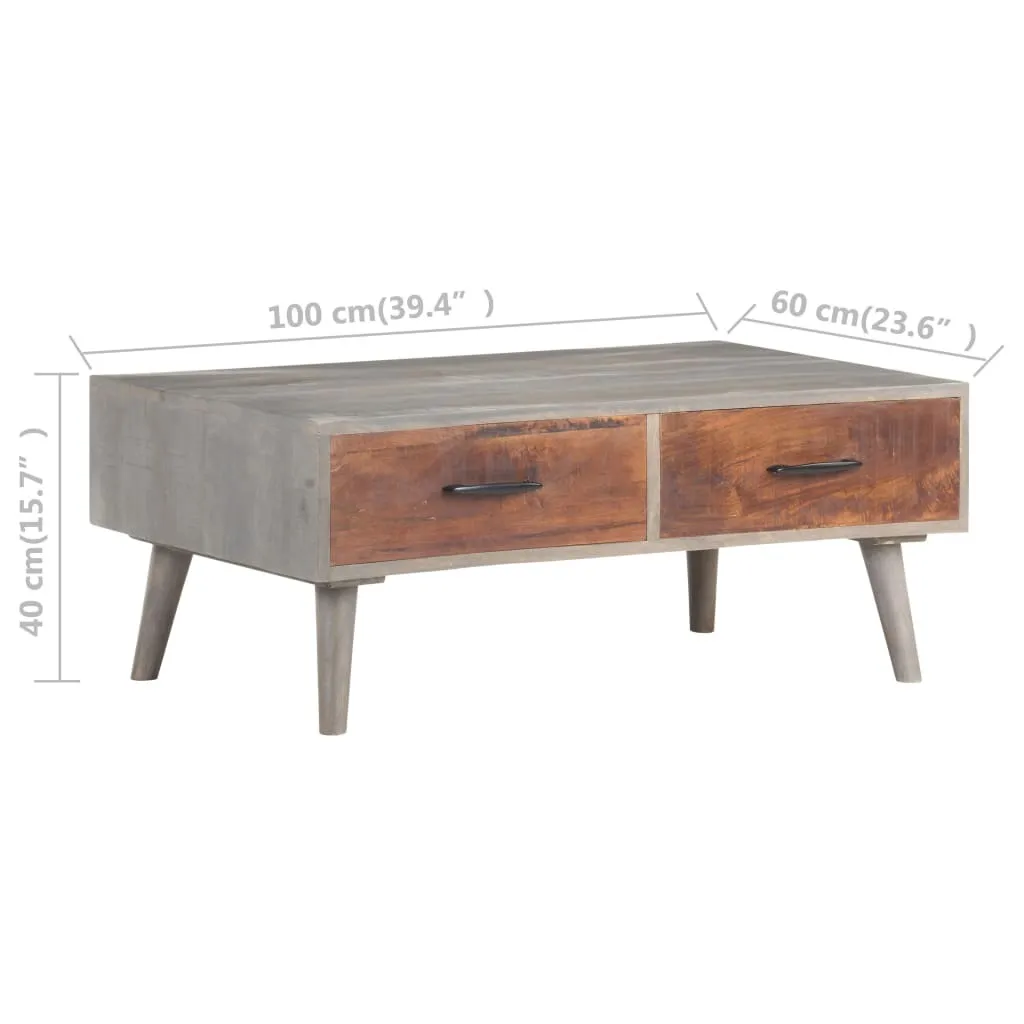 Table basse bois massif de manguier grise 100x60 cm robuste et durable - 5