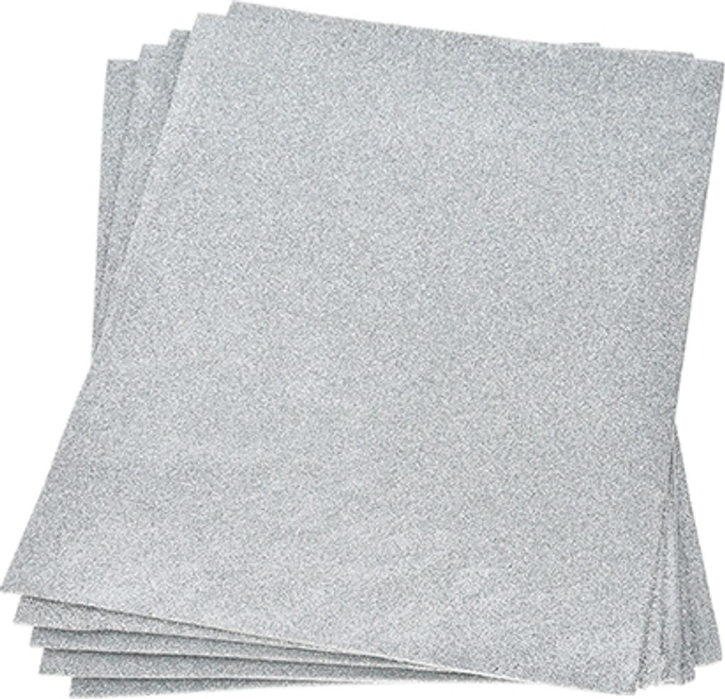 Moosgummiplatte Glitter  silber 200 x 300 x 2 mm Produktbild 