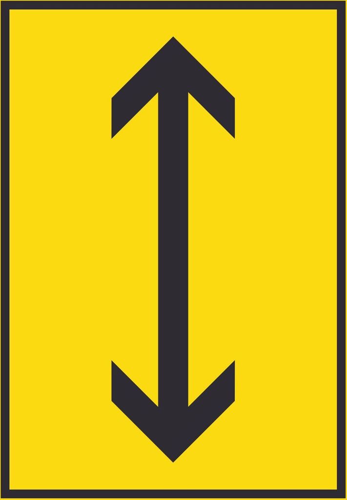 Richtungspfeil hoch runter Schild hochkant schwarz gelb Pfeil A5 Rückseite selbstklebend