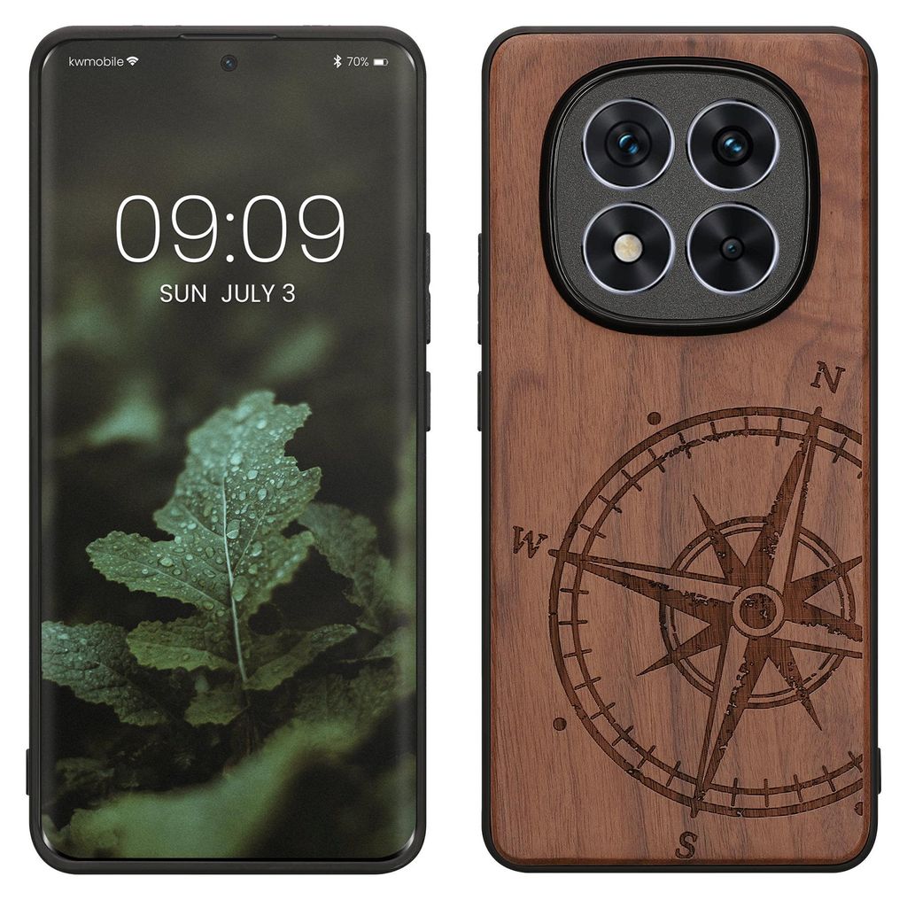 kwmobile Hülle kompatibel mit Xiaomi Redmi Note 14 Pro+ 5G / Redmi Note 14 Pro Plus 5G Hülle - Holz Case - Handy Cover - TPU Handyhülle in Dunke...
