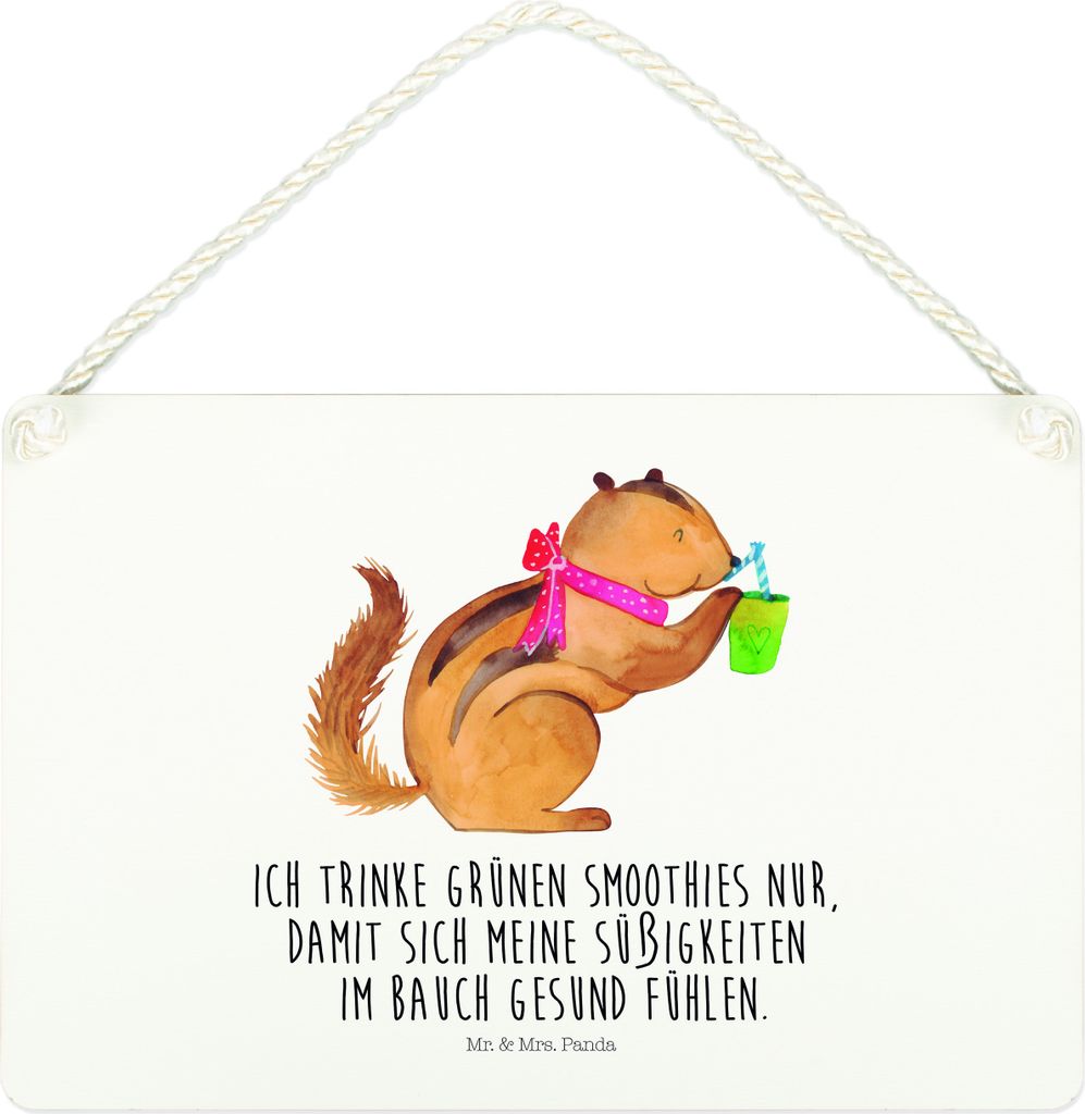 Mr. & Mrs. Panda Schild Eichhörnchen Smoothie DIN A4 - Weiß - Geschenk, Lustige Sprüche, kleine aufmerksamkeit, Diät, Abnehmen, Wandbild Holz, ...