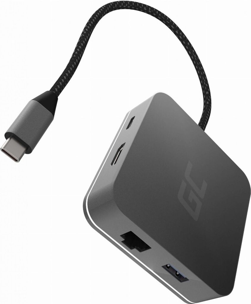Green Cell Adapter Dockstation GC USB-C HUB 6 im 1 3X USB 3.0, HDMI 4K, Ethernet, USB-C mit Power Delivery 87W für MacBook Pro 13/15, Dell XPS 1...