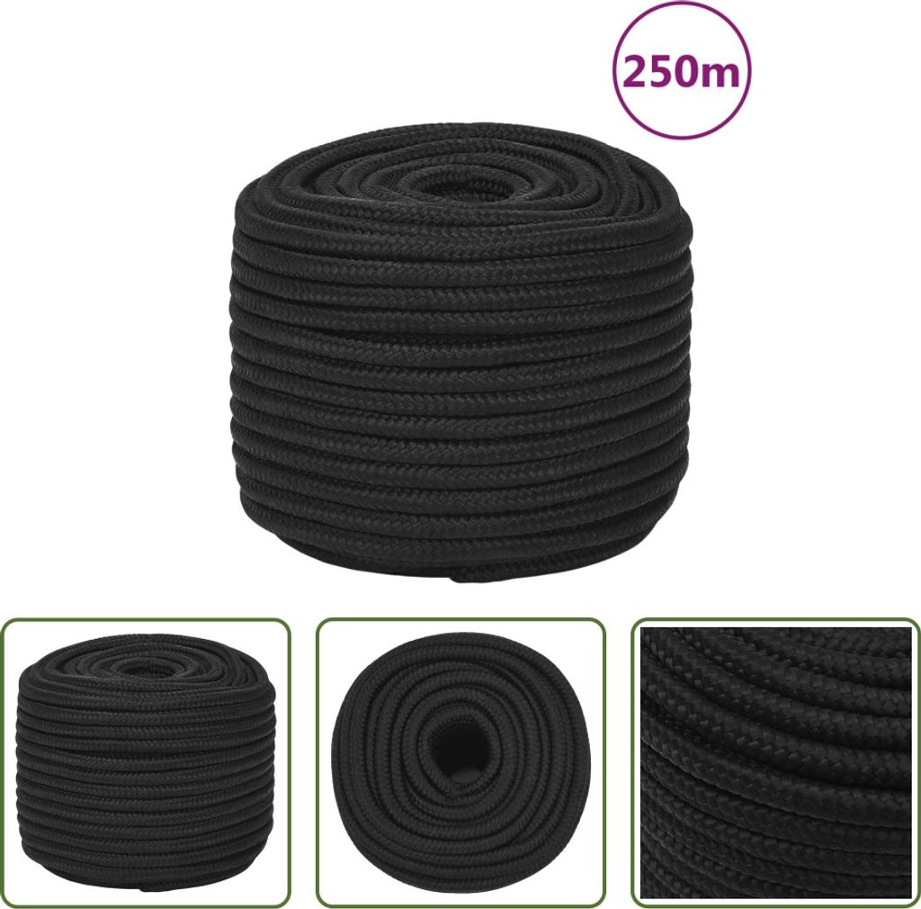 The Living Store Bootsseil Schwarz 12 mm 250 m Polypropylen