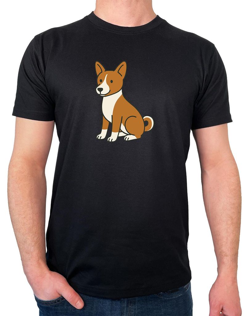 Huuraa Herren T-Shirt Basenji Comic Basi M Black Bio Baumwolle Fairtrade Herrenshirt Geschenkidee