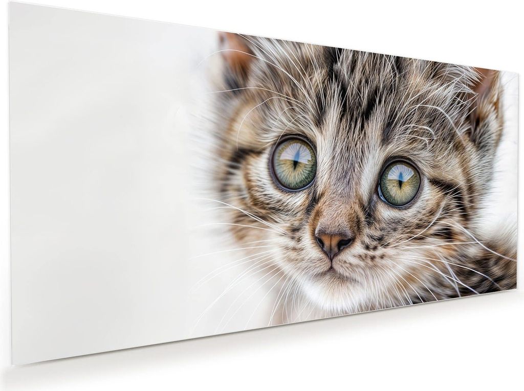 Glasbild 120x60cm in XXL für Wohnzimmer, Schlafzimmer Motiv Katzenjunges trittin
