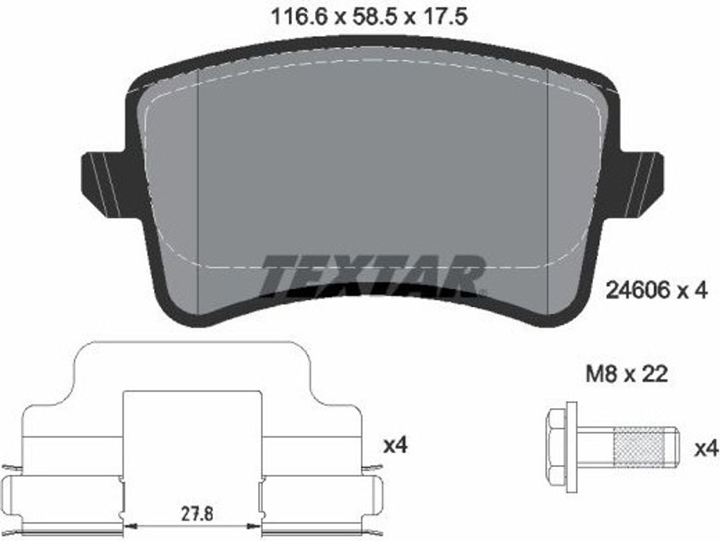 Textar Bremsbeläge hinten für Audi A4 + Avant A5 + Sportback Q5