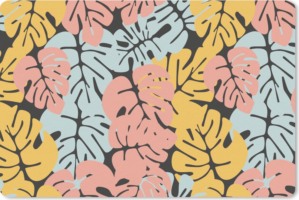 MuchoWow Mauspad Mousepad Monstera - Hawaii - Gestaltung - Pastell 27x18 cm - Mousepads - Maus Mat - Pad - Mausunterlage - Büroartikel - Desk Ma...