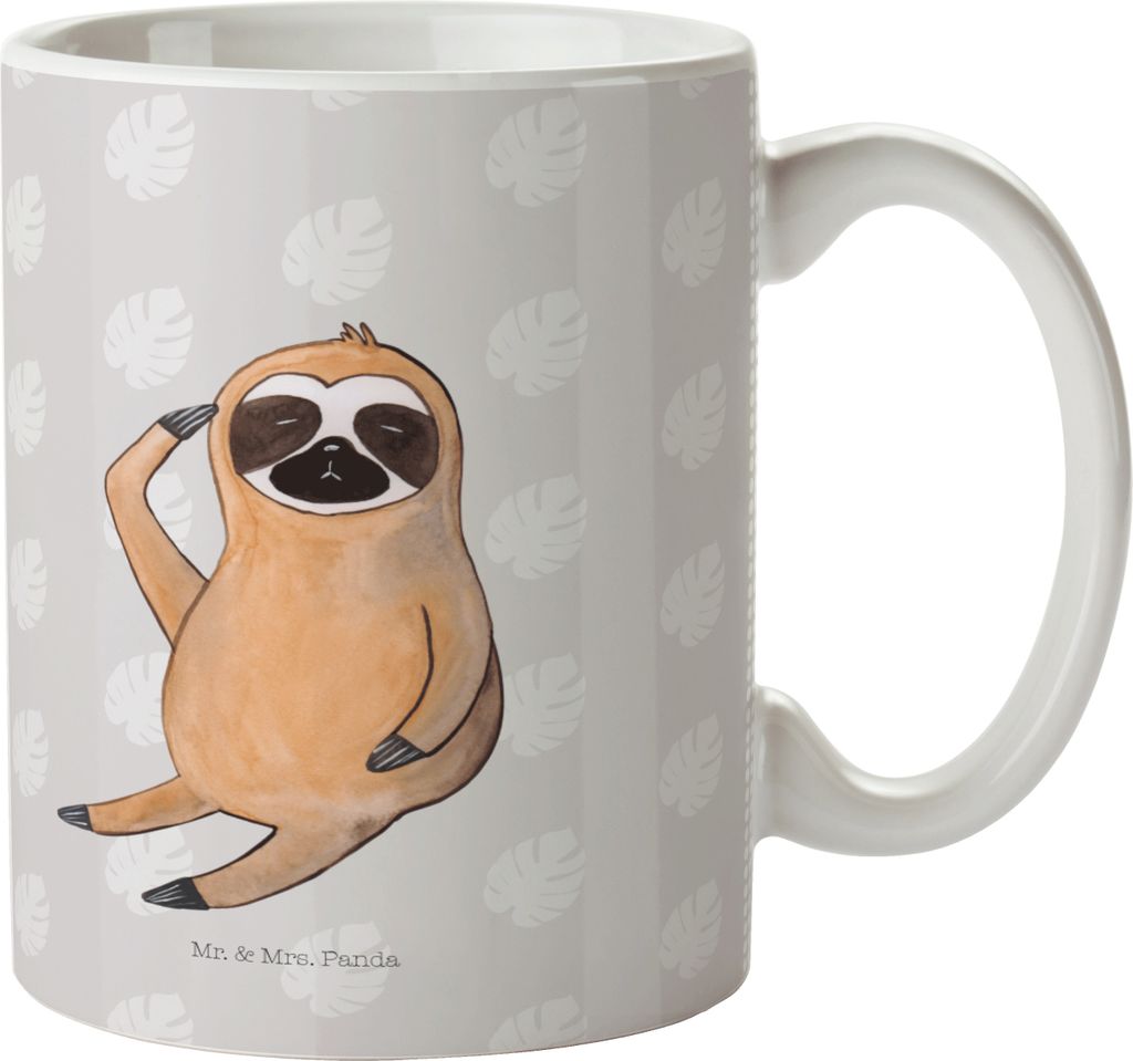 Mr. & Mrs. Panda Haferl Faultier Vogel - Grau Pastell - Geschenk, faul, Spinner, Mehrwegbecher, Müde, Pott, Faultiere, Kunststoffbecher, Plastikbe...