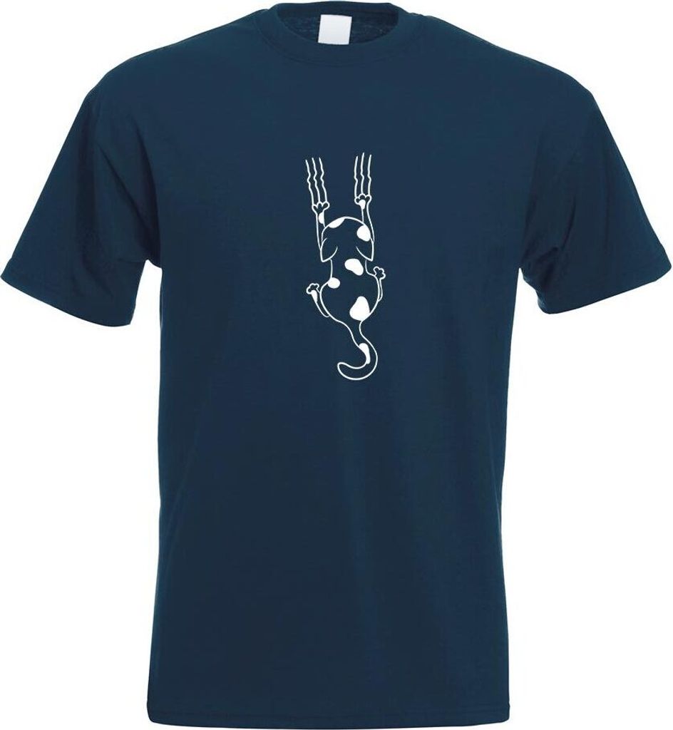 Kiwistar - T-Shirt - Navy - Katze Motiv2 Motiv Bedruckt Funshirt Design Print - mit Motiv Bedruckt - Funshirt Design - Sport - Freizeit - Herren - L