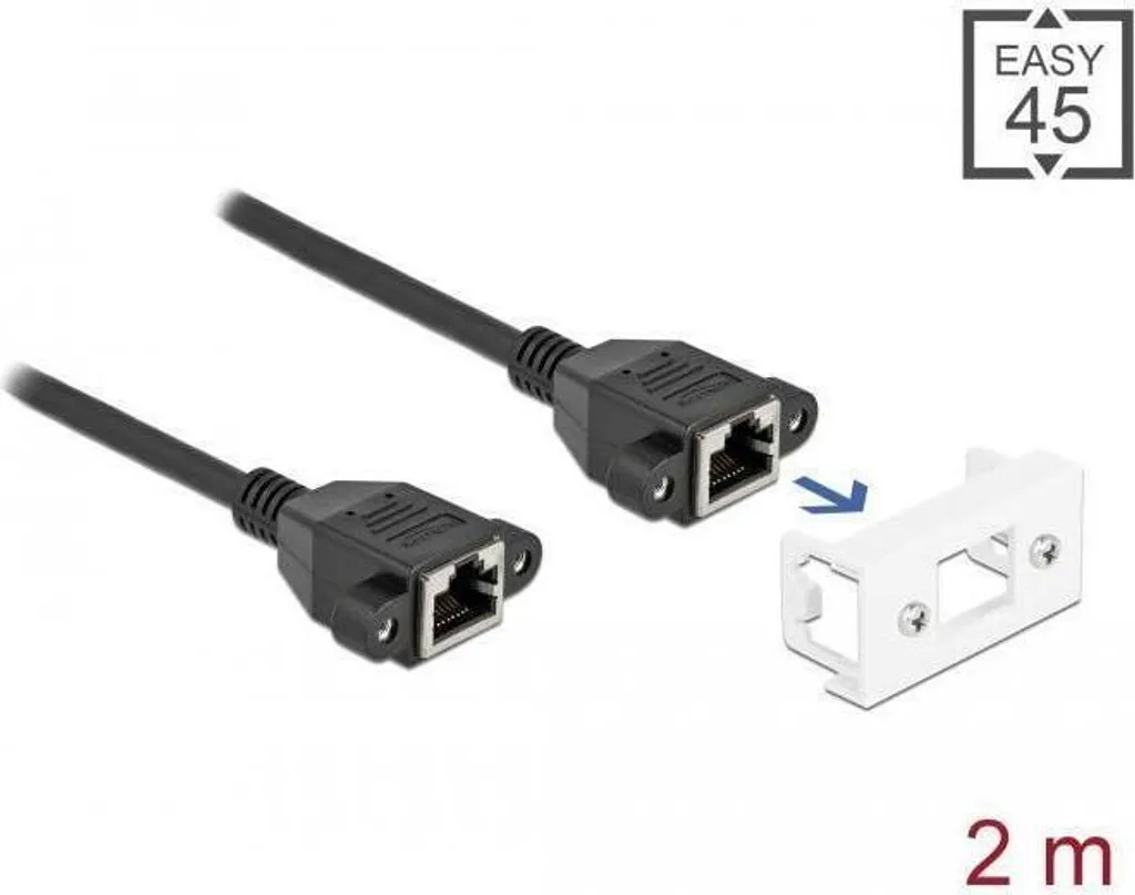 Rallonge réseau 2m Cat.6A pour installation murale et goulotte RJ45