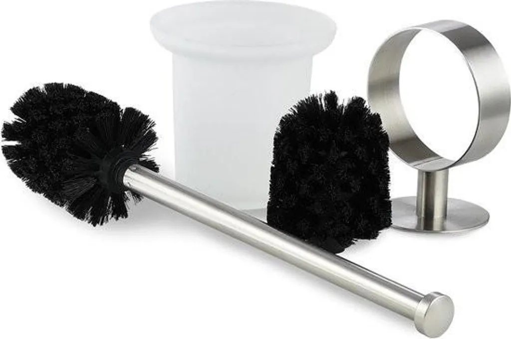 Porte-brosse WC mural en inox et verre avec porte-rouleau et brosse spare