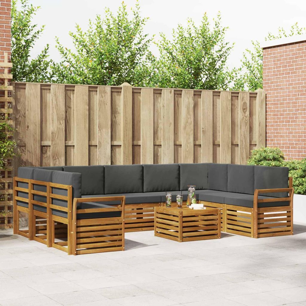 "Neues Produkt" Sofagarnituren - CLORIS - Terrassen-Sofa - 10 pcs - Natur und Anthrazit Massivholz Akazie - Modern Gartensofas V2258
