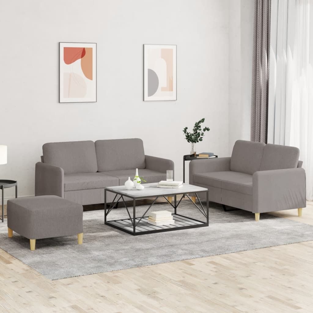 Maison Exclusive - 3-tlg. Sofagarnitur mit Kissen Taupe Stoff