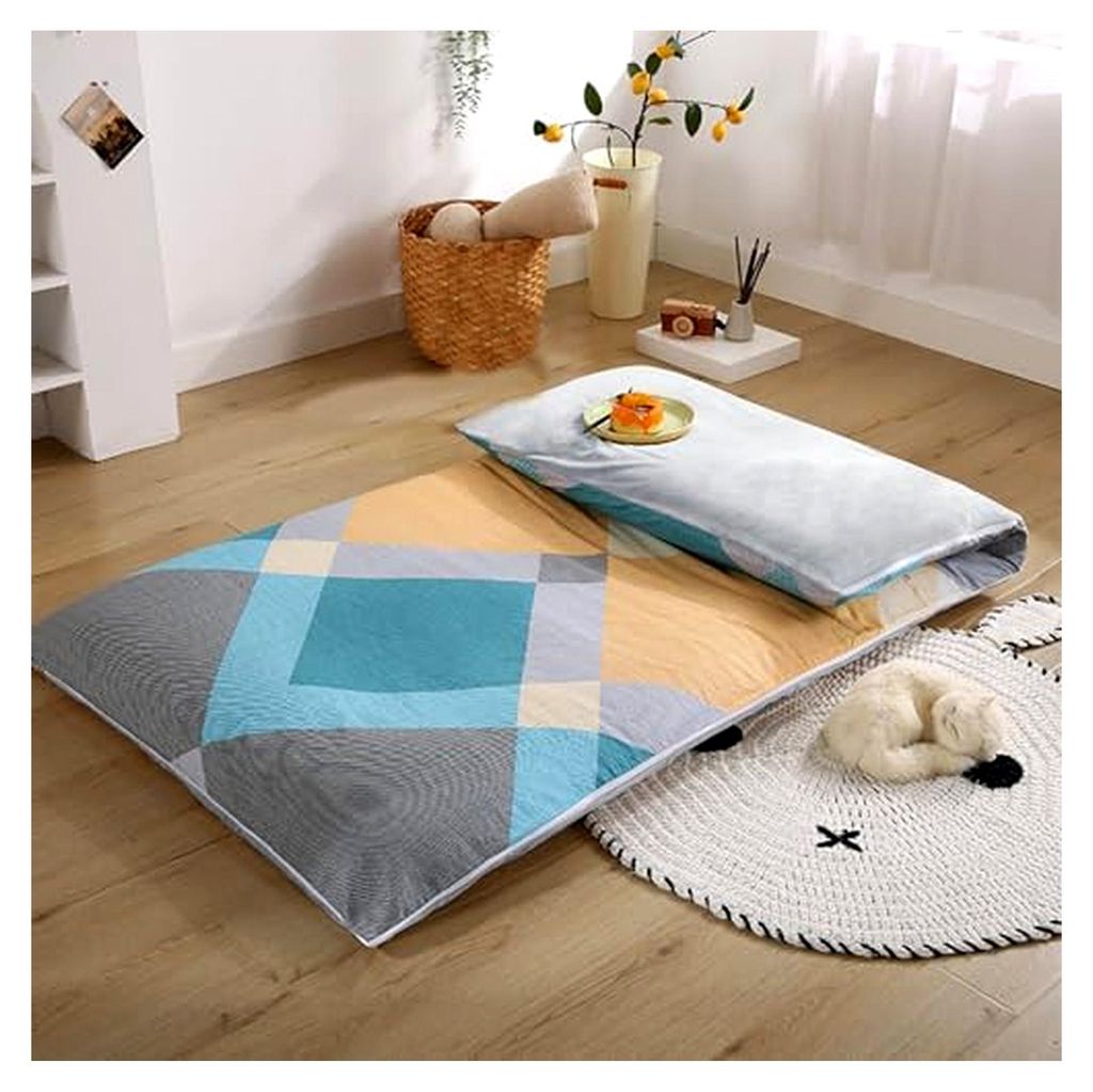 Futon-Matratzenbezug mit Reißverschluss, 100 % Baumwolle, japanischer Futonbezug, volle Größe, 360°-Wickelung, maschinenwaschbar