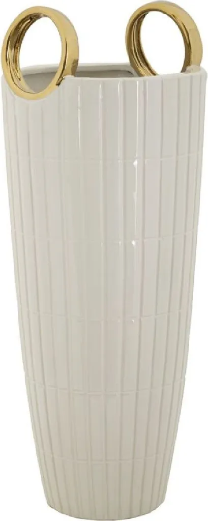 Grand vase décoratif blanc or 45 cm Mauro Ferretti pour fleurs séchées