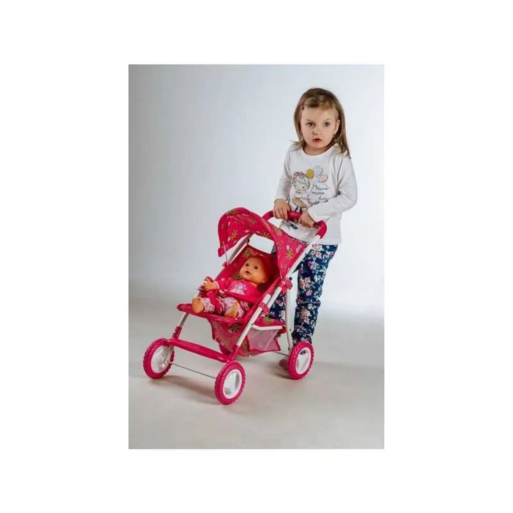 Poussette pour poupées avec canopy rétractable - Modèle Rose Pastel