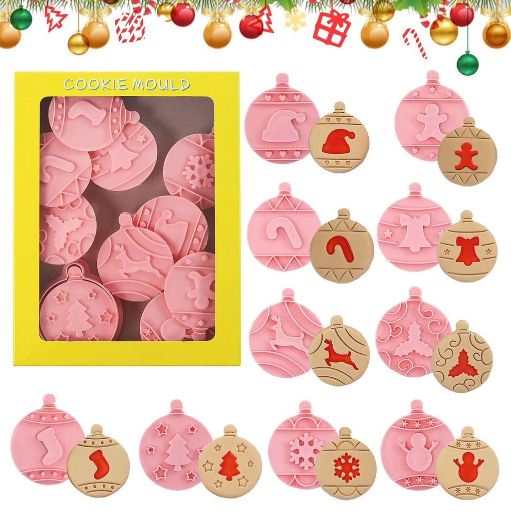 10-teiliges Set mit Weihnachtsplätzchenausstechern, Weihnachtsplätzchenformen, Plätzchenformen aus Kunststoff, Fondant-Kuchendekorationen, Backf...