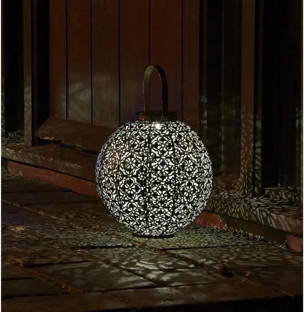 Lanterna Solare Vintage In Metallo Bronzo, Luce LED Calda Da Esterno, Impermeabile IP44, Da Appendere In Giardino O Patio, 1 Pezzo