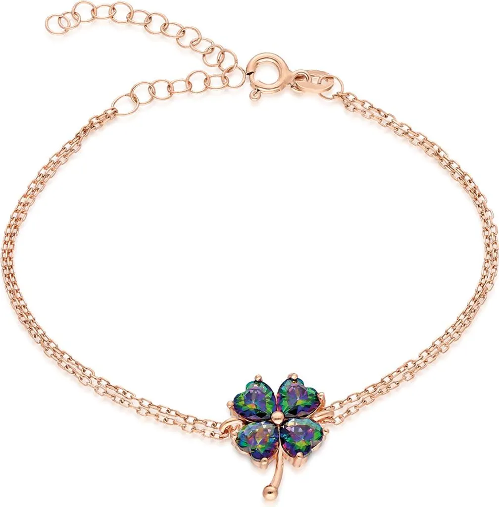 Bracelet Argent 925 Trèfle Topaze - Bijou Hypoallergénique Haute Qualité