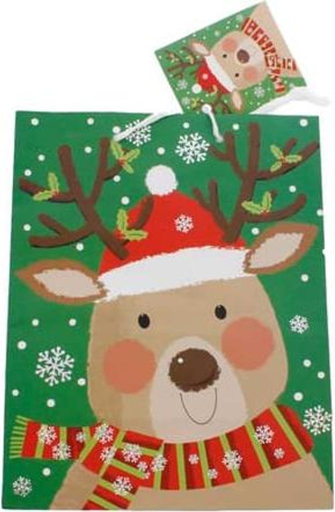 Geschenktasche - Rentier - Maße ca. 17,8 x 9,8 x 22,9 cm
