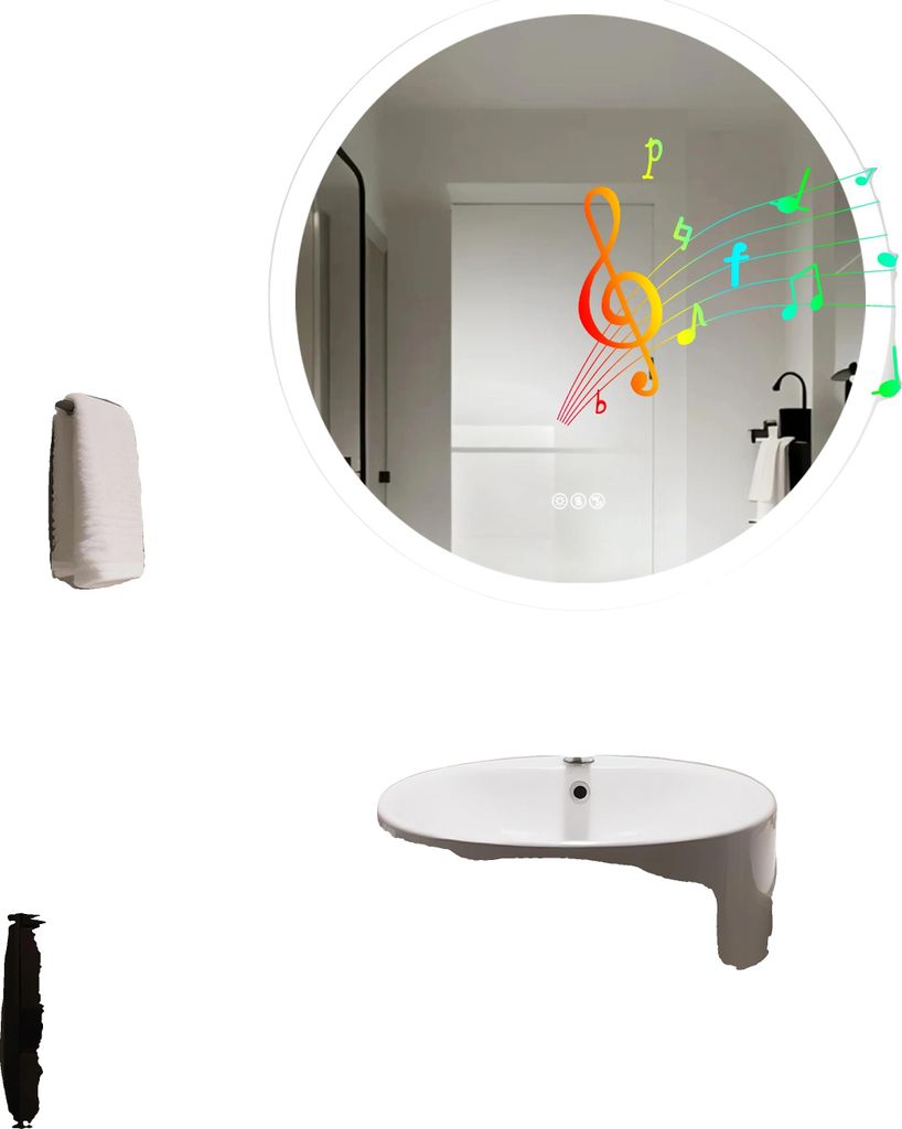 Badezimmerspiegel, Bluetooth-Lautsprecher, dimmbare Beleuchtung, 80CM