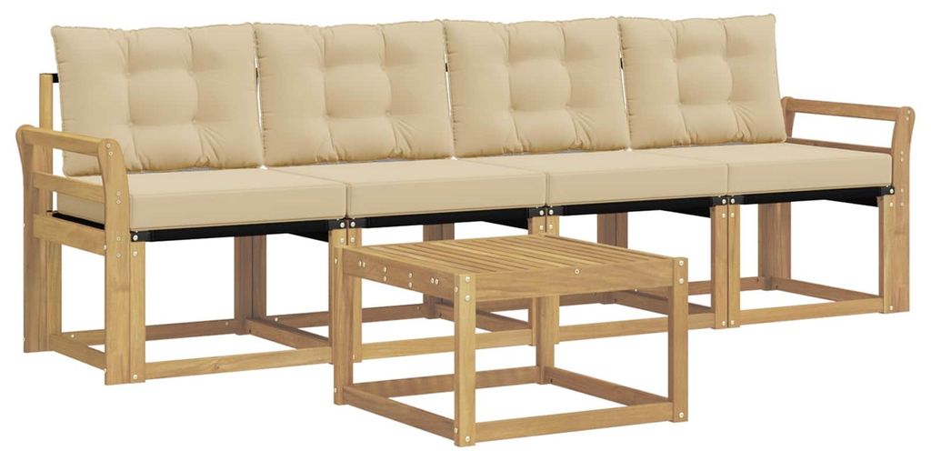 vidaXL Outdoor-Sofagarnitur mit Kissen 5 pcs Weiß und Beige